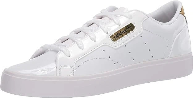 adidas Originals Women's Sleek Sneaker, FTWR White/Crystal White/Gold Met, 10 M